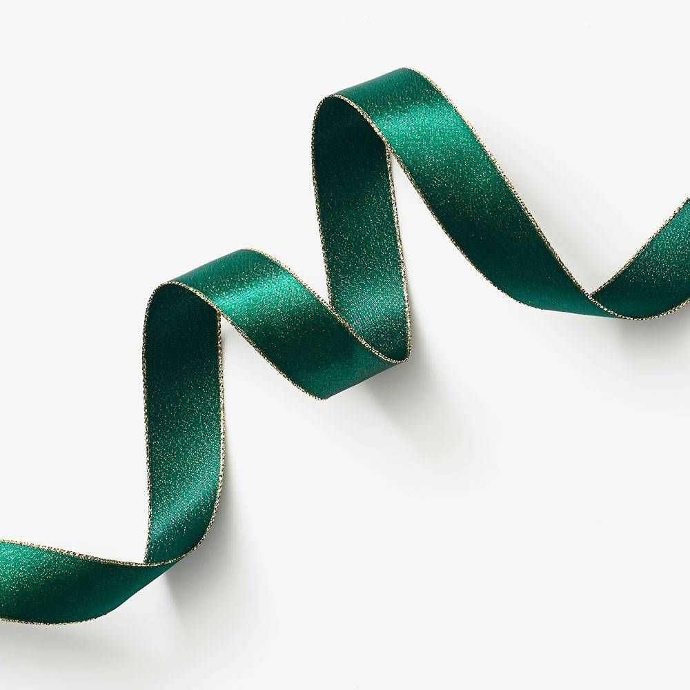 Green Glittered Satin Ribbon