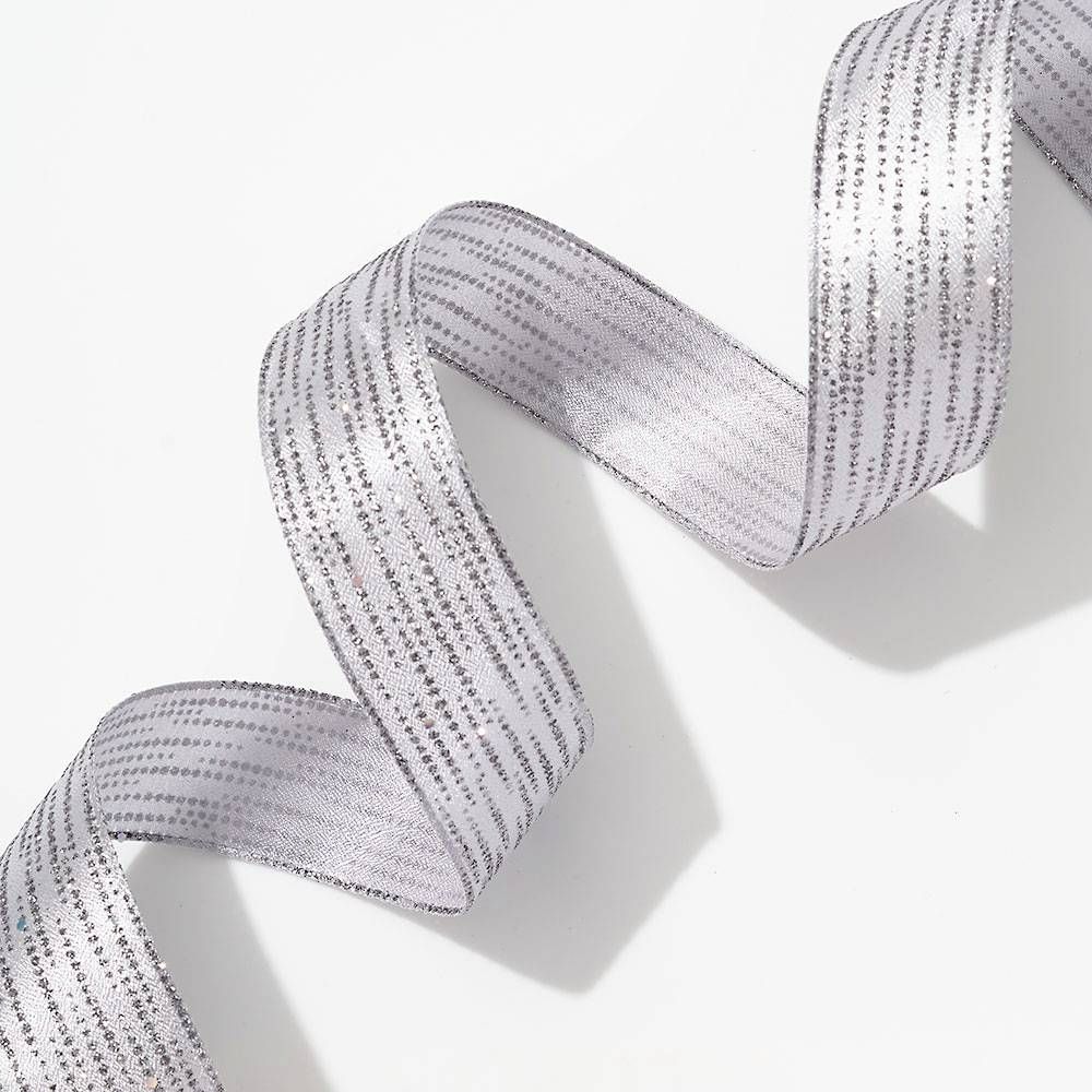 Silver Glitter Dot Ribbon