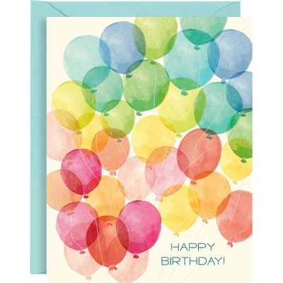Watercolor Balloons Happy Birthday Stationery Set