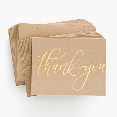 Thank You Script on Kraft Stationery Set