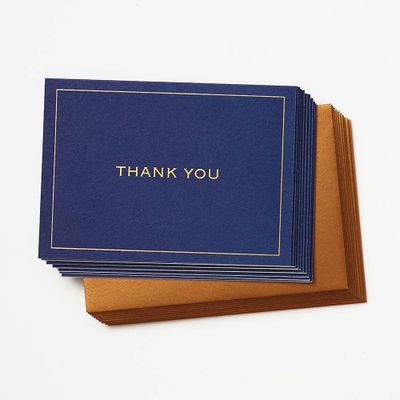 Navy Border Thank You Card Set