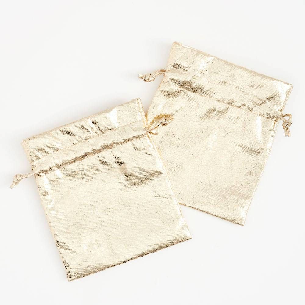 Gold Foil Drawstring Treat Bags