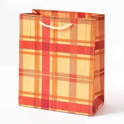 Orange Fall Plaid Gift Bag
