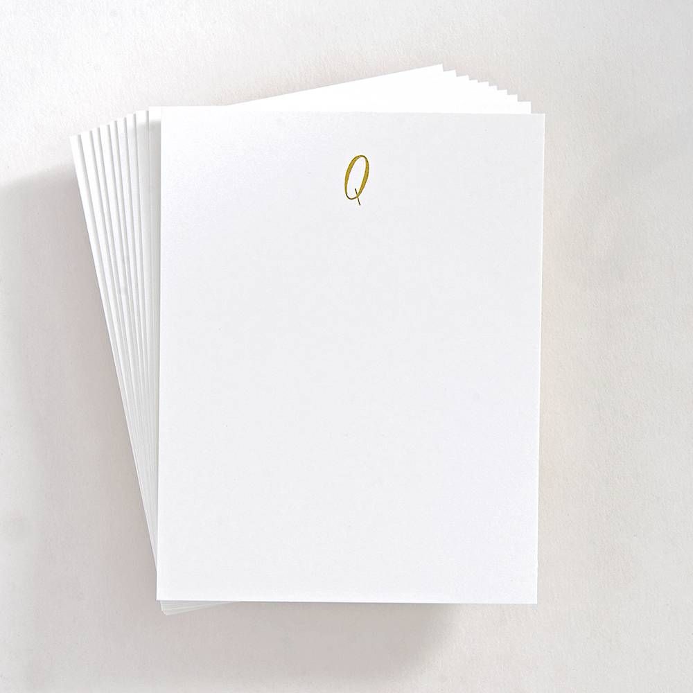 Foil St. Agnes Monogram Q Stationery Set