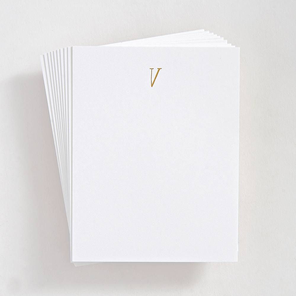 Foil St. Agnes Monogram V Stationery Set