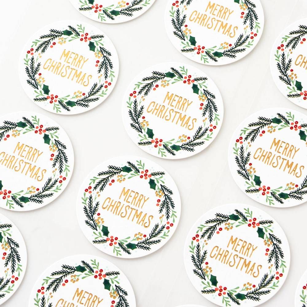 Merry Christmas Greenery Stickers