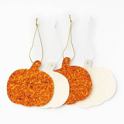 Glitter Pumpkin Halloween Hang Tags