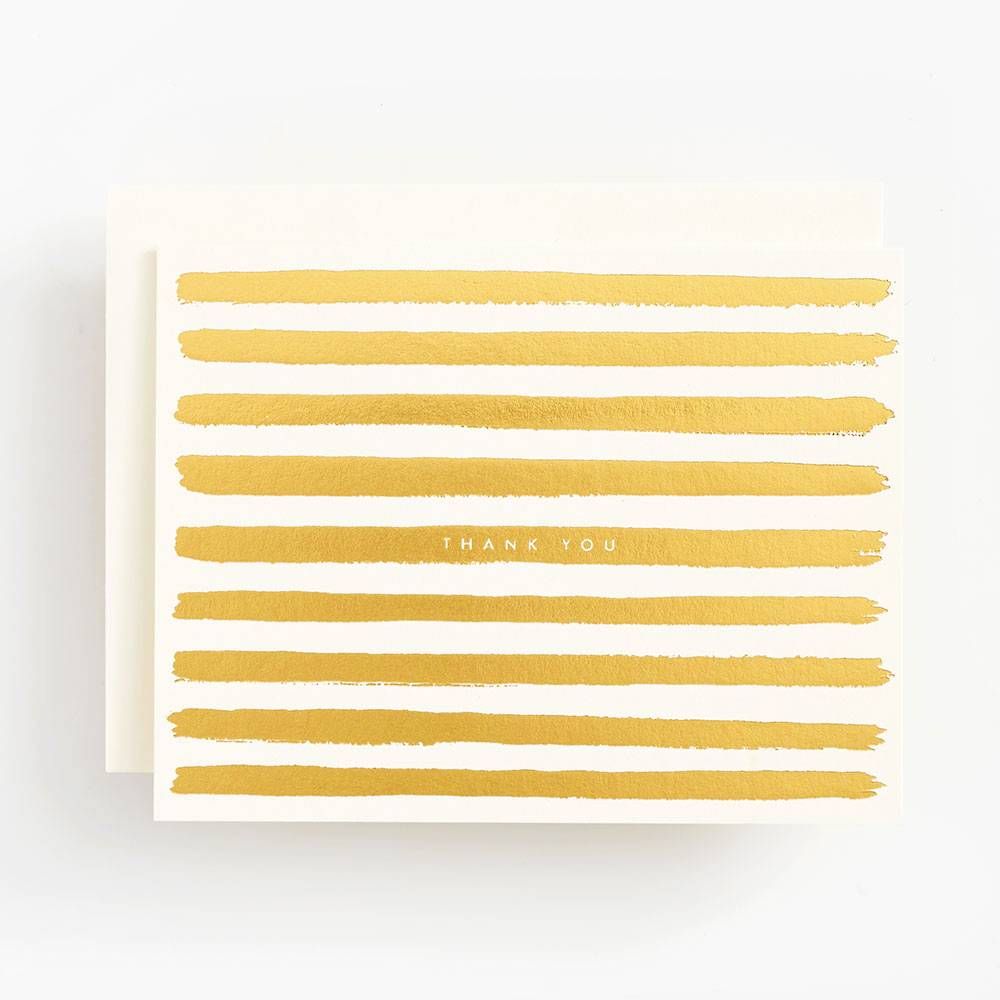 Gold Foil Stripes Thank You Card