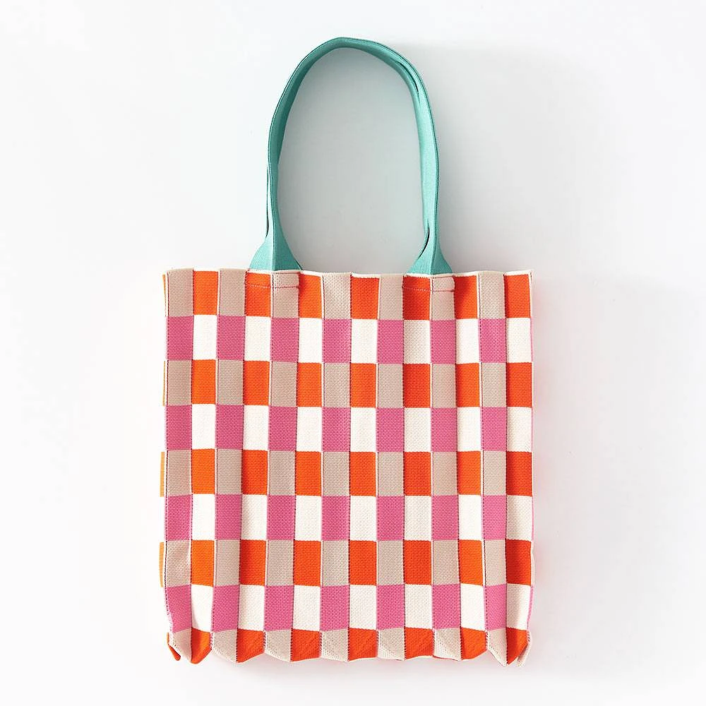 Accordion Checked Tote