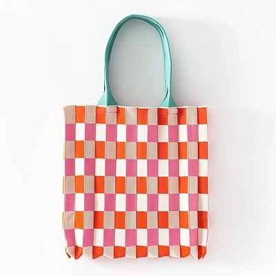 Accordion Checked Tote