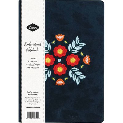 Navy Floral Embroidered Journal