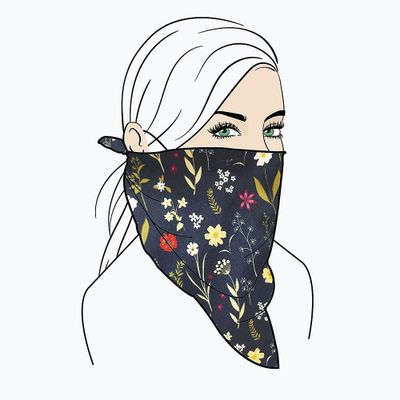 Navy Floral Bandana With Filters