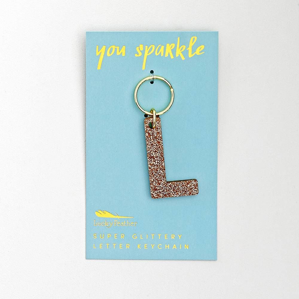 Lucky Feather - Glitter Keychain - Letter - A