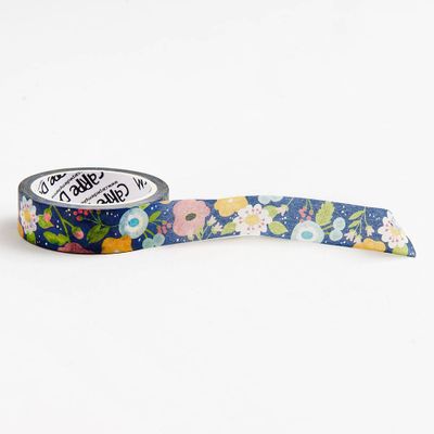 Colorful Floral on Navy Washi Tape