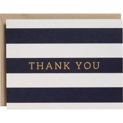 Navy Stripe Gold Foil Thank You Card