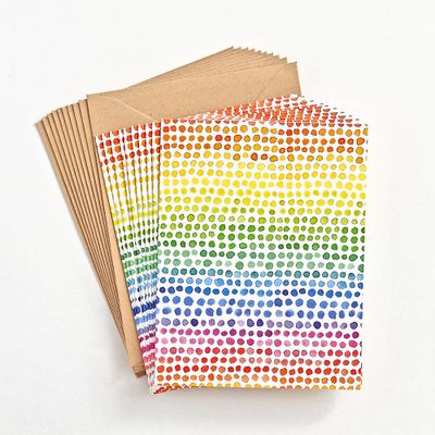 Rainbow Watercolor Dots Stationery Set
