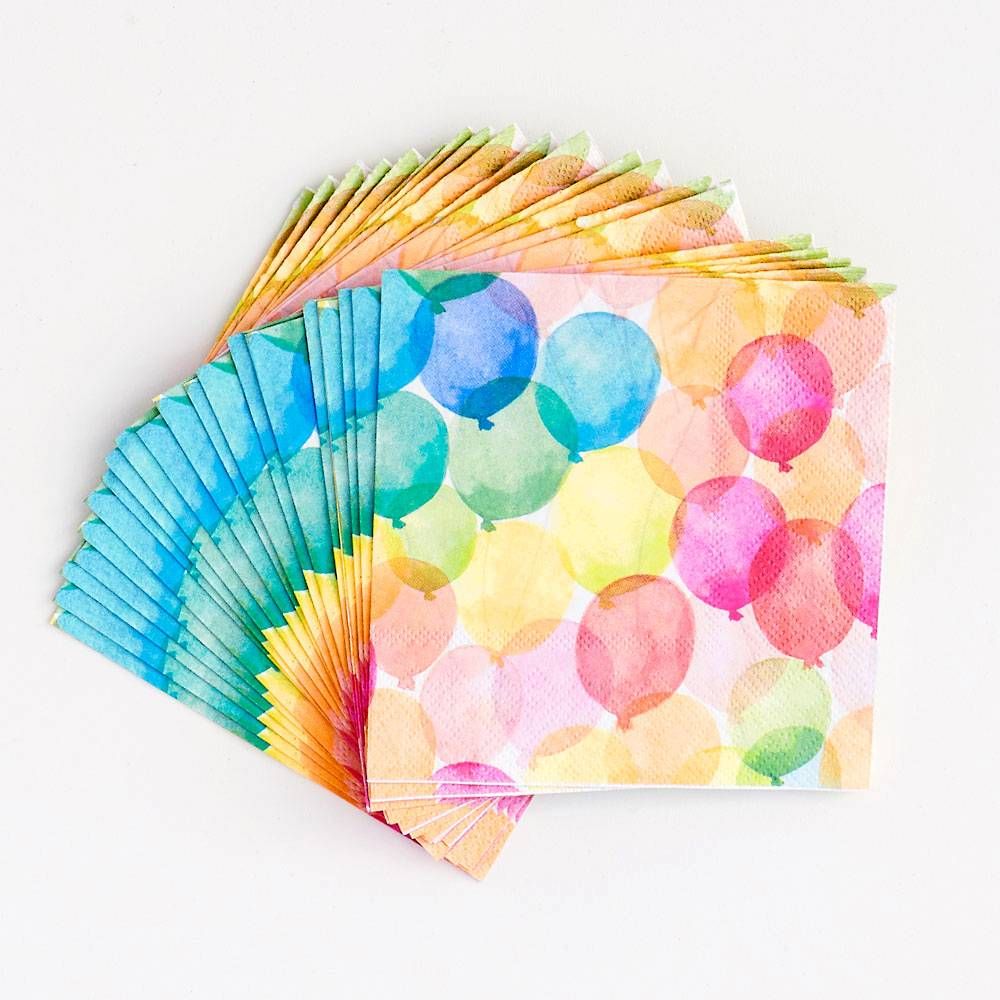 Watercolor Balloon Cocktail Napkins