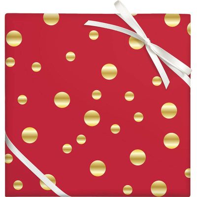 Gold Foil Dots on Red Stone Wrapping Paper