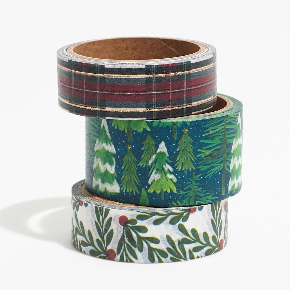 Plaid, Snowy Tree & Berries Washi Tape Set