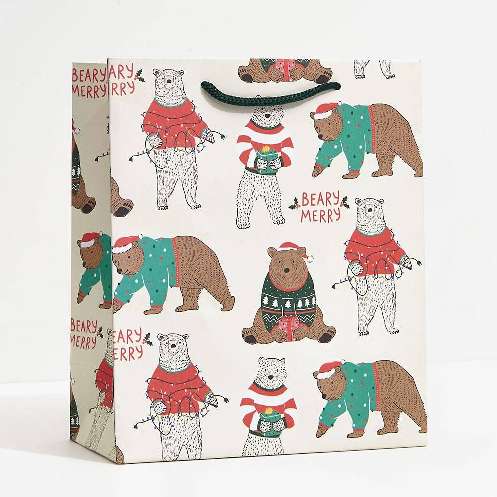 Holiday Bears In Sweaters Medium Gift Bag