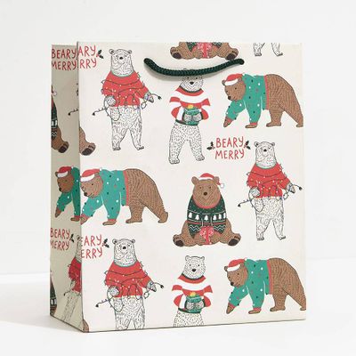Holiday Bears In Sweaters Gift Bag