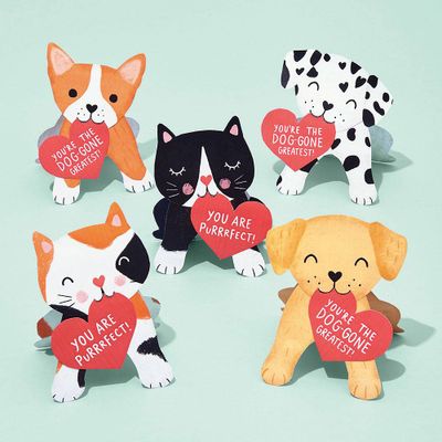 Dogs & Cats Valentine Card Kit