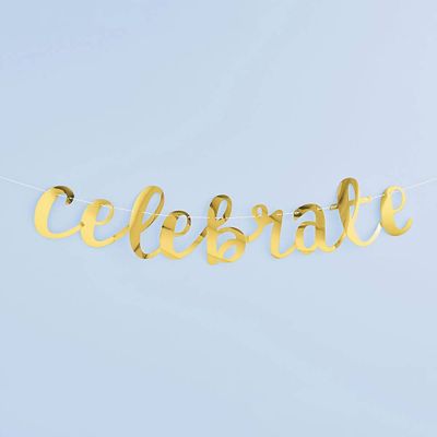 Celebrate Gold Script Garland