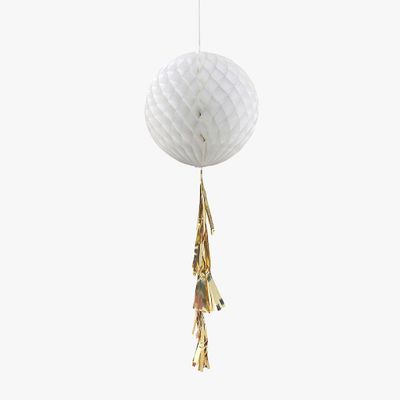 White Honeycomb with Gold Tassel