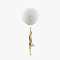 White Honeycomb with Gold Tassel