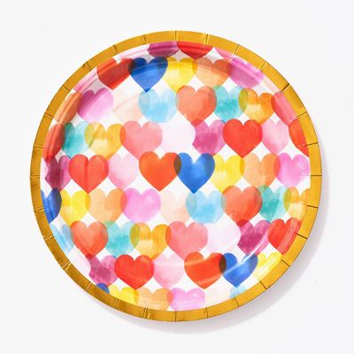 Watercolor Heart Cocktail Plates