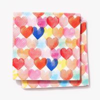 Watercolor Heart Cocktail Napkins