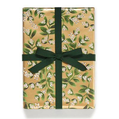 Gold Mistletoe Wrapping Paper