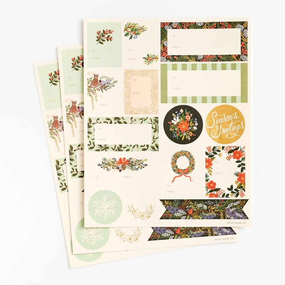 Winter Floral Stickers & Labels