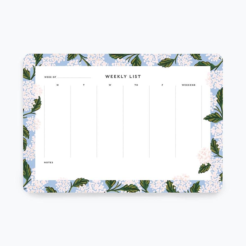 Hydrangea Weekly Desk Pad