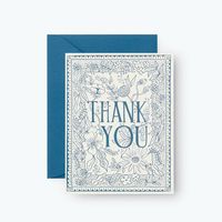 Blue Floral Thank You Card Set