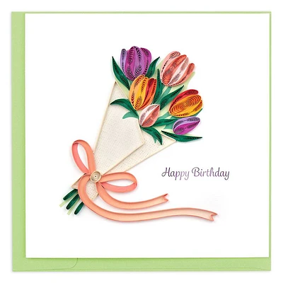 Quilling Tulip Bouquet Birthday Card