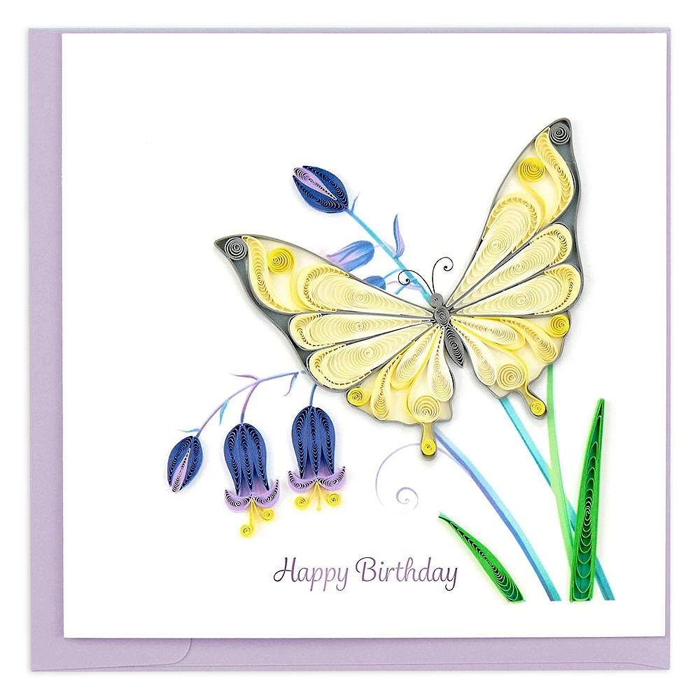 Quilling Butterfly & Bluebells Birthday Card