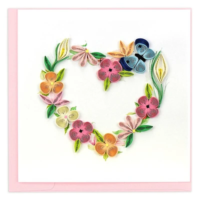 Quilling Floral Heart Wreath Love Card