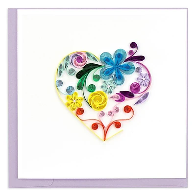 Quilling Floral Rainbow Heart Love Card