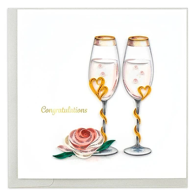 Quilling Toasting Flutes Wedding Card