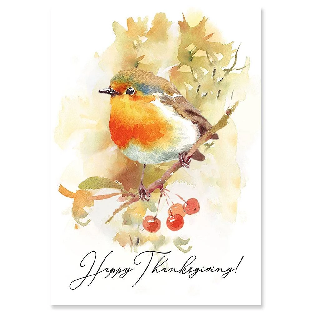 Bird On Branch Thanksgiving Card