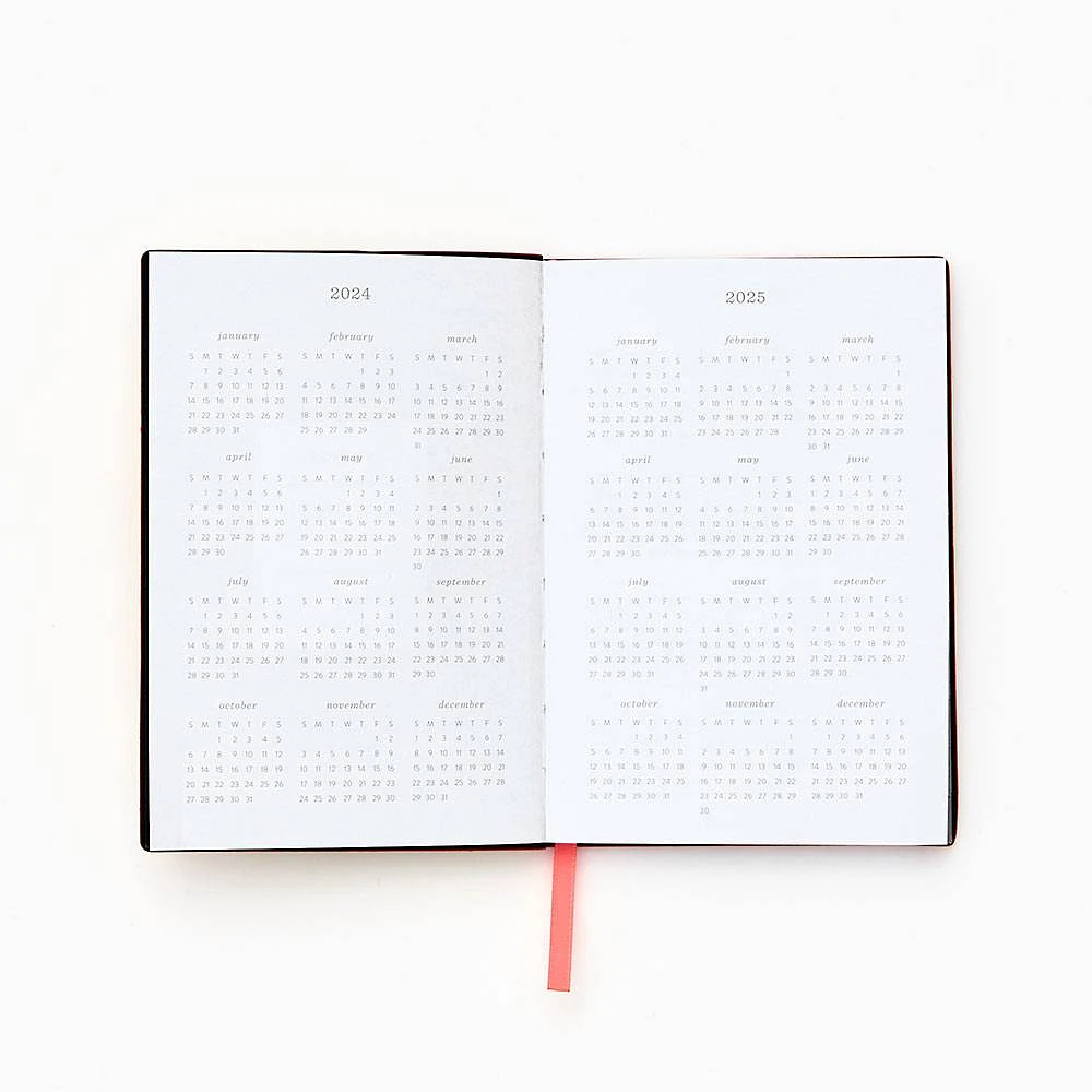 2024-2025 Monochrome Floral Vase Leather Weekly Planner