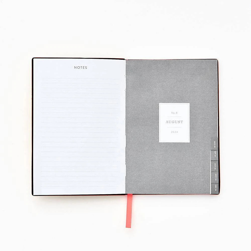 2024-2025 Monochrome Floral Vase Leather Weekly Planner