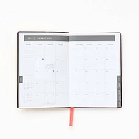 2024-2025 Monochrome Floral Vase Leather Weekly Planner