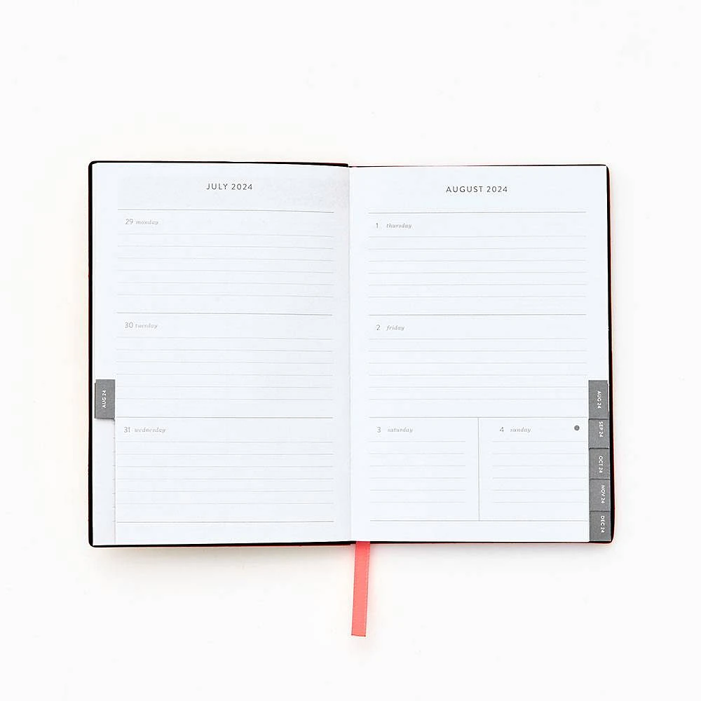 2024-2025 Monochrome Floral Vase Leather Weekly Planner