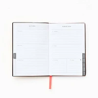 2024-2025 Monochrome Floral Vase Leather Weekly Planner