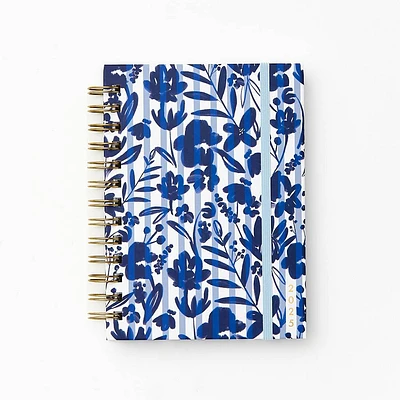 2024-2025 Paper Source Blue Striped Floral Petite Monthly Planner