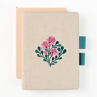 Paper Source Embroidered Floral Bookcloth Journal Cover with Pen Loop Closure