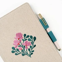 Paper Source Embroidered Floral Bookcloth Journal Cover with Pen Loop Closure