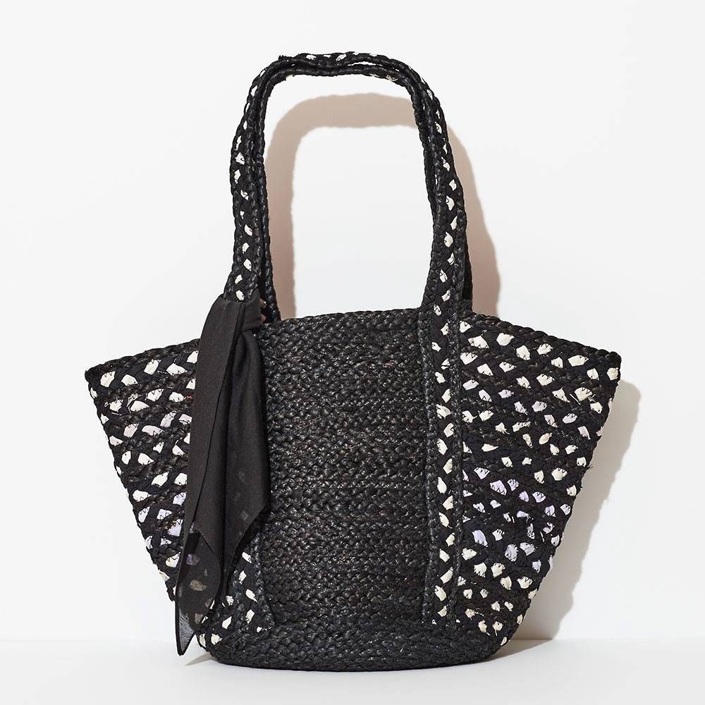 Black & White Jute Tote Bag